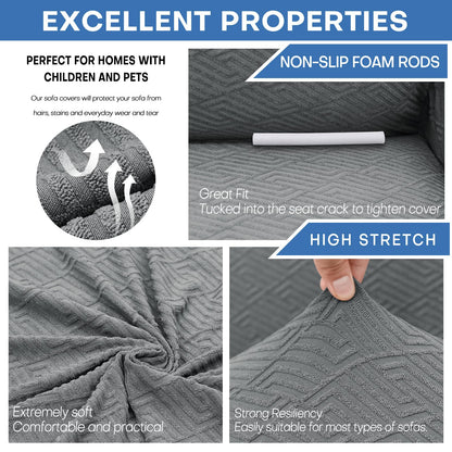XINEAGE 2026 New 1 Piece Couch Covers for 3 Cushion Couch (79"-91") Stretch Sofa Cover Slipcover Pet Friendly Soft Washable Furniture Protector with Elastic Bottom for Kids,Dog (Sofa, Light Gray)