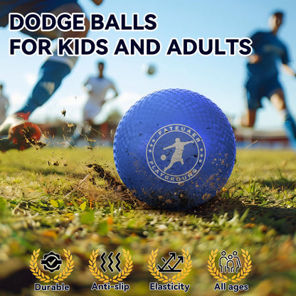 FATEUAER 10 Inch Kickball Set, Playground Ball with Carrying Bag, Dodge Balls for Kids and Adults, Bouncing Sport Handball and Toy Ball, Outdoor Balls Official Camps (10 Inch Red&Blue 4 Pack)