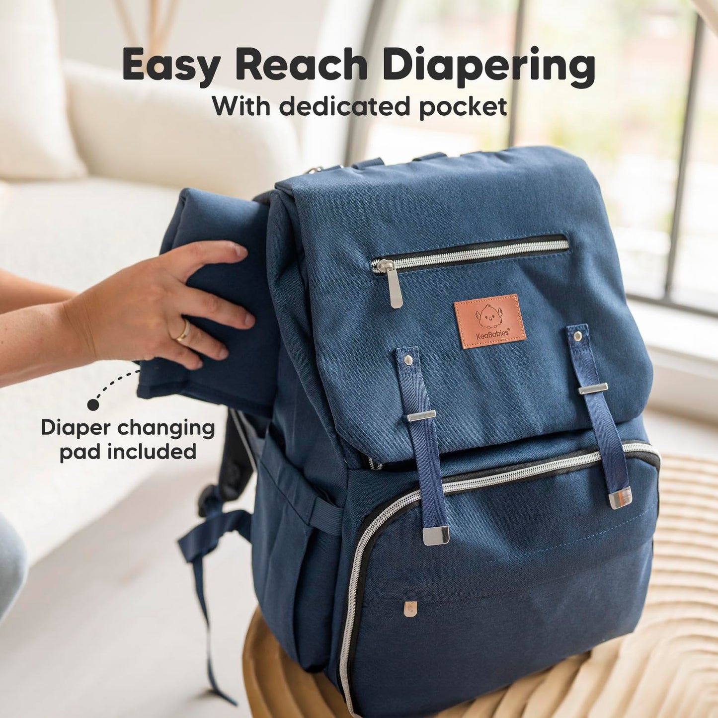 KeaBabies Baby Diaper Bag Backpack with Changing Pad - Waterproof Baby Bag for Mom and Dad, Insulated Bottle Pockets, Durable Toddler, Twin, Boy Girl Diaper Backpack for Travel, Large (Trendy Black)