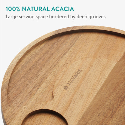 Navaris Cheese Board Gift Set with Knife - Wooden Cheese Board with Knife for Entertaining and Home Use - Charcuterie Board for Cheese and Wine - 12" / 31cm