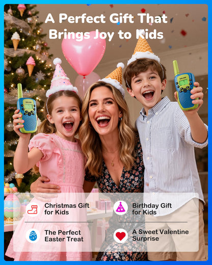 SANJOIN Rechargeable Walkie Talkies for Kids,Outdoor Toys for 3-12 Years Old Boys Girls for Outside, Hiking,Camping Games Walkie Talkie 2000 mAH Battery for 3-6 7-9 10-12 Years,2 Pack