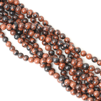 CHEAVIAN 45PCS 8mm Natural Mahogany Obsidian Stone Round Loose Beads for Jewelry Making 1 Strand 15"