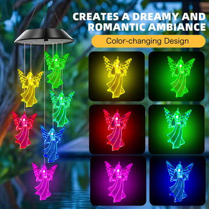 Angel Solar Wind Chimes, Angel Wind Chimes for Outside,Best Gifts for Mom Grandma Women Wife Aunt Sister, Unique Mobile Wind Chime, Garden Yard Decor