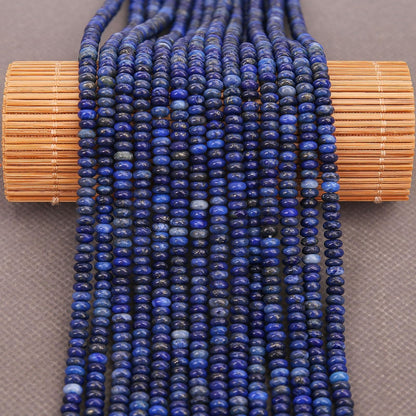 BONNY BOXX 1 Strand (150PCs) Natural 2 * 4mm Lapis Lazuli Rondelle Beads, Natural Abacus Disk Stone Beads Loose Spacer Gemstone for DIY Bracelet Necklace Jewelry Making