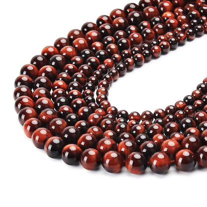 Natural Red Tiger Eye Beads, Grade AAA Gemstone Round Loose Beads 10MM 40PCs Bulk Lot Options, Semi Precious Stone Beads for Jewelry Making