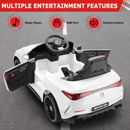 Licensed Mercedes-Benz Kids Electric Car by TOBBI, Toddlers Ride On Toy, Battey-Powered Vehicle with Parental Remote Control/Soft Start/3 Speeds/Horn & LED for Children Ages 3-6 Years-White