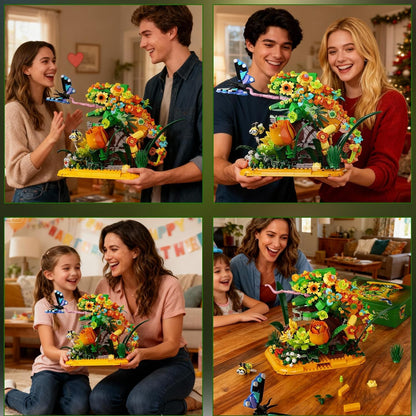 Chameleon Garden Bonsai Building Set, 1092PCS Nature Inspired MOC Flowers & Insects STEM Kit Compatible with Lego Animal, Stunning Desk Decor for Home/Office, Building Blocks for Kids Adults Aged 12+