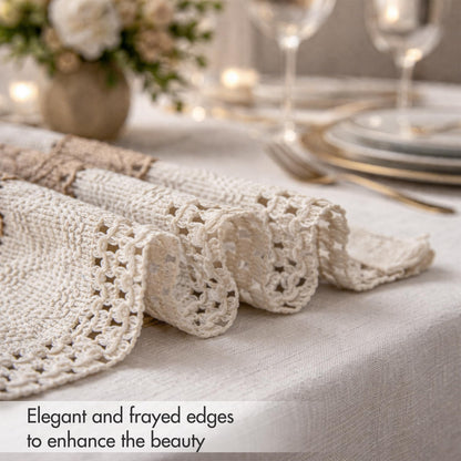 Ruvanti Cloth Placemats Set of 6 – 17.5"x12" Blend of Cotton, Polyester & Jute, Woven Placemats Washable Fabric, Table Mats Perfect for Farmhouse Kitchen, Parties, Holidays - Tobacco Band