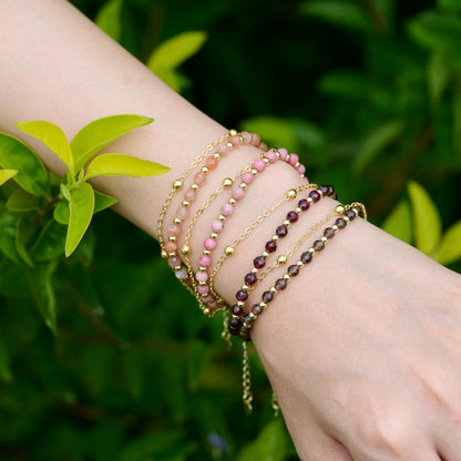 Farfume Garnet Crystal Bracelet Beaded Bracelets for Women 4mm Natural Stone Beads Gemstone Handmade Jewelry Valentine's Day Gifts
