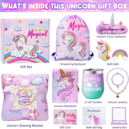 Easter Gifts for Girls, Unicorn Birthday Gifts Basket for Girls Age 3 4 5 6 7 8 9 10 Years Old, Girl Toy Age 6-8, Teen Girl Gift Trendy Stuff for Toddler 8-12, Easter Eggs Stuffers for Daughter Niece