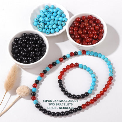 Risyfjew 50PCS 8mm Natural Carnelian Beads Gemstone Round Loose Beads for Jewelry Making Chakra Crystal Stone Beads for Bracelets Necklace Earrings Making Supplies (50pcs/Strand)