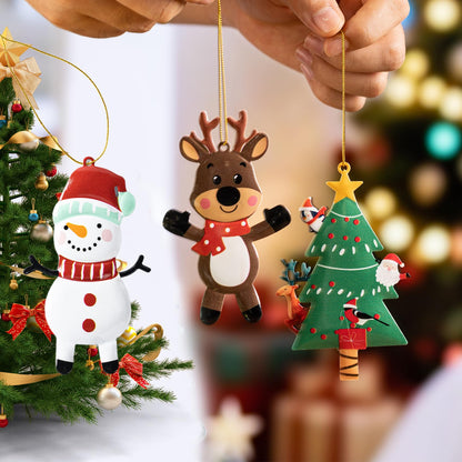 12 PCS Christmas Tree Ornaments Metal Long-Lasting Festive Holiday Ornament for Seasonal Display-Christmas Party Decorations for Mantel,Shelves, Home Accents