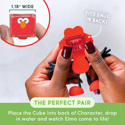 Glo Pals x Sesame Street Water-Activated Light-Up Cubes for Sensory Play (Elmo - Cubes with Character)
