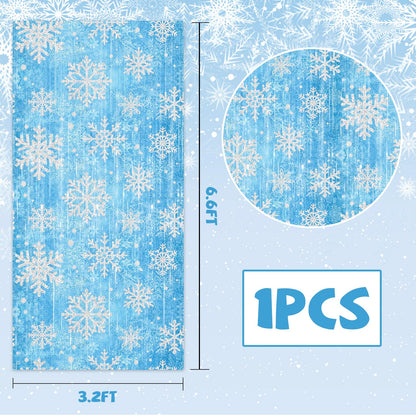 ILUIGGW Party Decorations Foil Fringe Curtains, 2Pack Snowflake 3.3x6.6ft Tinsel Foil Fringe Curtains Winter Photo Booth Prop Backdrops, Blue Snowflake