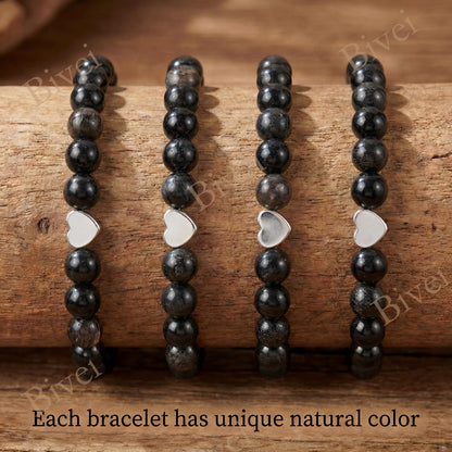 Bivei 6mm Black Tourmaline Crystal Stretch Bracelets for Women, Handmade Natural Stone Beaded Bracelet, Yoga Protection Jewelry Gift