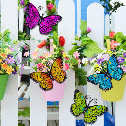 RICHIE Metal Butterfly Wall Decor Outdoor Fence Wall Art Decor, Wall Sculpture Hanging Decoration for Garden Yard Living Room Bedroom Patio Balcony(4 Pack)