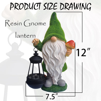 VIOYOUNS Solar Gnomes Garden Statues,Resin Gnome Figurine Holding Mushroom and Solar Lights Lantern,Outdoor Yard Art Decorations for Garden Patio Lawn
