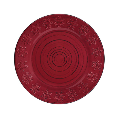 Pfaltzgraff Trellis Snowflakes 12 Piece Dinnerware Set, Service For 4, Red