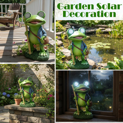 YOUERDA Frog Resin Garden Solar Lights Decorative Statue, Garden & Home Womens Birthday Gifts, Resin Animals Frog Outdoor Lawn Lights Solar Powered Ornaments, Spring Outdoor Room Home Decor