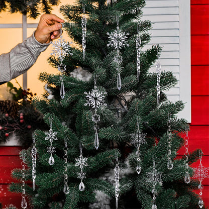 Christmas Tree Decoration Snowflake Icicle Drop Hanging Ornaments Crystal Ornaments Xmas Pendant 18pcs Winter Holiday Frozen Party Decorations Acrylic Christmas Supplies