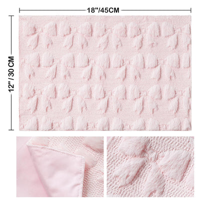 Artoid Mode Pink Bows Spring Placemats Set of 4, 12x18 Inch Soft Plush Faux Fur Wool Holiday Table Mats for Party Kitchen Dining Decoration