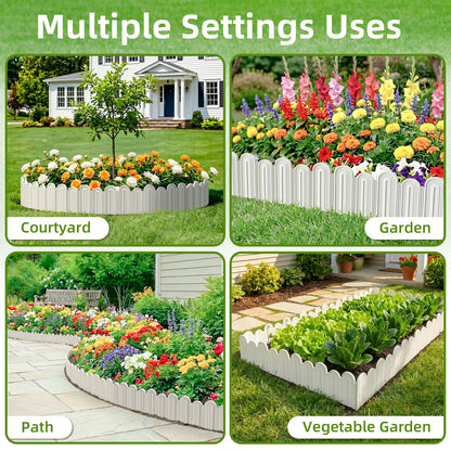 Vashly 20ft Landscape Edging No-Dig, 5.9 Inch Tall Garden Border, Flexible with 20 Stakes, 20 Pack for Flower Beds Lawn Yard Pathway(20, White)