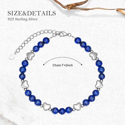 BETHZA Natural Lapis Lazuli Bracelet for Women Blue Lapis Link Adjustable Bracelets Boho Jewelry Gift for Wife