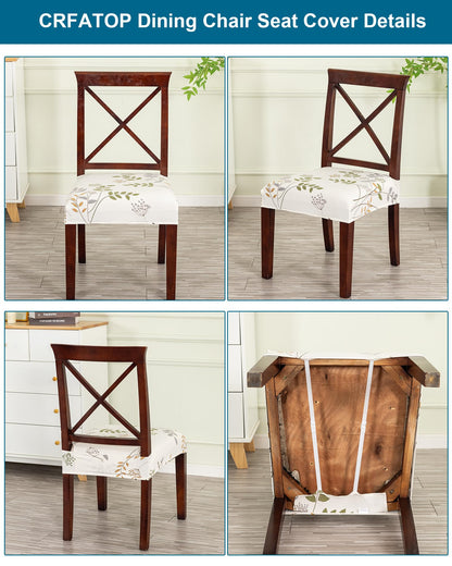 CRFATOP Waterproof Dining Chair Seat Covers Set of 4, Stretch Dining Room Cushion Slip Cover Non-Slip Seat Slipcover for Dining Chairs Washable Removable Parson Kitchen Chair Protectors,L,01