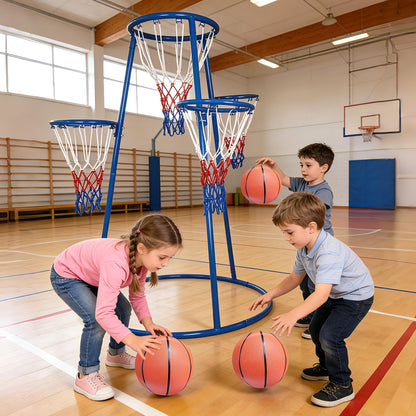 Garvee 4 Hoop Basketball Set for Toddlers, Indoor & Outdoor Play, Preschool Toy for Ages 3+, Includes 4 Basketballs and Air Pump, Fun Basketball Game for Kids