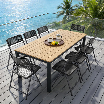 FurniEdge Black Folding Chairs 4-Pack, Breathable Plastic for Card Tables & Indoor Outdoor, Easy-Clean & Supports 400 Lbs