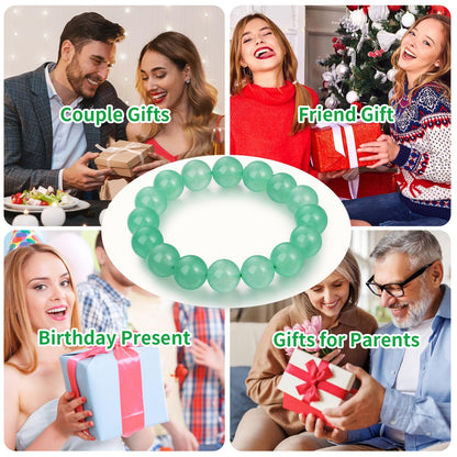 Handmade Natural Jade Beaded Bracelet for Women & Men – Genuine Green/White Jade Gemstone Stretch Bracelet – Lucky Energy Healing Jewelry Gift for Peace, Prosperity & Protection LG