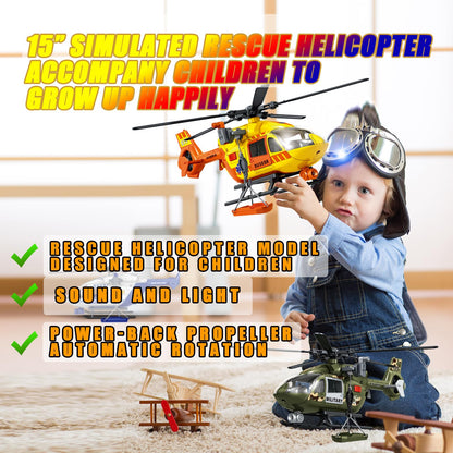 ANJARU Helicopter Toy with Lights and Sound,Simulative Rescue Helicopter Vehicles Toys for Kids Aged 3 and Up,Pull-Back Propeller Army Toys Toddler Kids Boys Gifts (Police Helicopter)