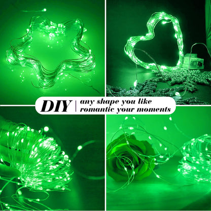 ZGWJ 12 Pack Fairy Lights Battery Operated, 7ft 20 Mini LED Fairy String Lights Silver Wire 3 Modes for DIY, Parties, Wedding, Bedroom, Halloween Christmas Decoration Green