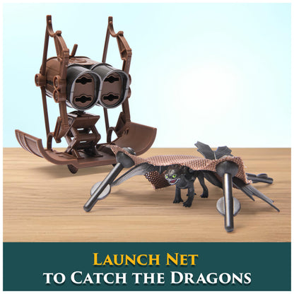 DreamWorks Dragons, 5-Pack Dragon Catcher Set with Hiccup’s Mangler Net Launcher, Kids Toys for Boys & Girls Ages 4 and up