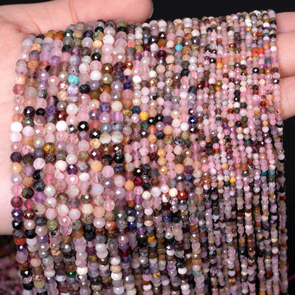 2mm 180pcs Natural Duobao Crystal Stone Beads, Songxi Small Faceted Round Loose Gemstone Beads for Jewelry Making, DIY Art and Craft, Bracelet for Necklace (1 Strand)