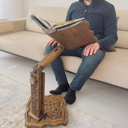 Big Size Adjustable Wooden Book Stand for Heavy Books | Quran, Bible, Dictionary, Cookbook Holder, Multifunctional Huge Bookstand