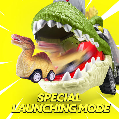 JOYIN 13 in 1 Dinosaur Toys for Kids 3-5, Transport Dinosaur Carrier Truck with 12 Pull Back Cars, Toddler Toys 3-4， Birthday Gifts for 3 4 5+ Year Old Boys