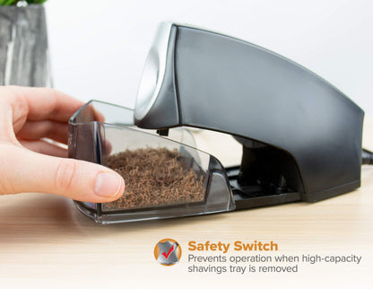 Bostitch Office Electric Pencil Sharpener, Heavy Duty Powerful Stall-Free Motor, High Capacity Shavings Tray, for Office or Classroom, Black