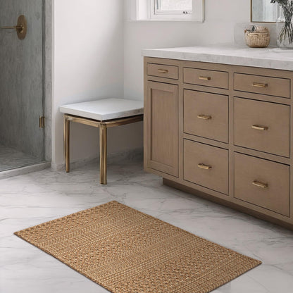 MatEssenz 2x3 Textured Washable Entry Rug, Natural Woven Low-Profile Door Mat with Non-Slip TPR Backing, Brown, for Entryway, Kitchen, Laundry Room