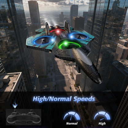 FUNPX Foam RC Airplane with Cool Led Light, 360° Flip and Headless Mode, Remote Control Airplane RC Plane for Kids Adults Aged 6+, RC Flying Toy for Kids, Birthday Gift