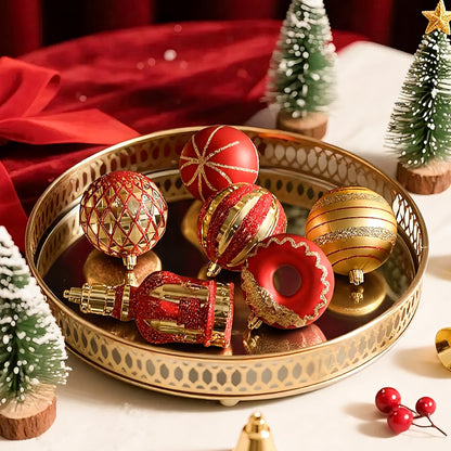 SHareconn 70pcs 2025 Classic Christmas Balls Ornaments Set, Shatterproof Plastic Baubles, Ribbon and Tree Topper for Xmas Tree Holiday Wedding Party Decorations with Hanging Strings, Red and Gold