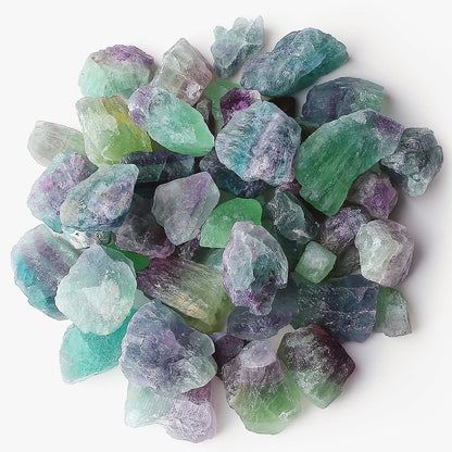 400G Fluorite Crystals Raw Healing Crystal Rocks Large 1" Bulk Gemstones for Tumbling Cabbing Fountain Decoration Polishing Wire Wrapping Wicca Reiki 0.9 lbs Rough Quartz Stones