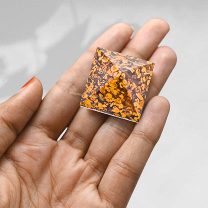 Amazing Gemstone Fruit Jasper Pyramid Crystal Healing Stones - 1" Great Pyramid Figurine of Natural Stone Pyramid for Meditation, Reiki, Chakra Balancing and Crystal Pyramids Grid