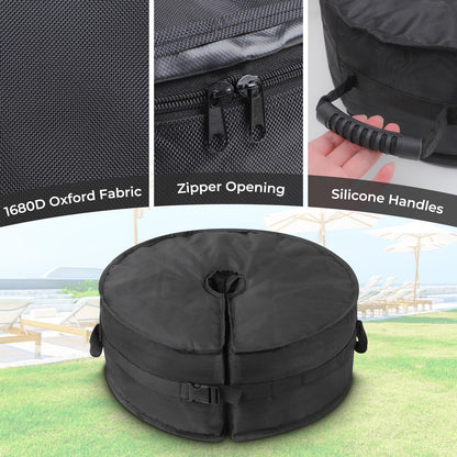 18" Round Umbrella Base Weight Sandbag, Fillable Sand Bags with Side-Slot Opening, Heavy-Duty Sandbags for Weight Fits Offset, Cantilever & Outdoor Patio Outdoor Garden Parasol Stand (Without Sand)