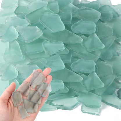 LAIDANLA 13oz Sea Glass for Crafts, 0.78–1.57in Teal Frosted Seaglass Decorative Glass Stones Vase Filler for DIY Resin Art Coastal Home Decor Aquarium Wedding Table Centerpieces