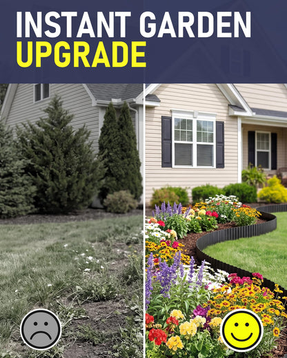 SOCONT Corrugated Metal Garden Edging, 6"×40Ft Durable Landscape Border for Garden, Lawn, Flower Beds and Paver Edging (Black)
