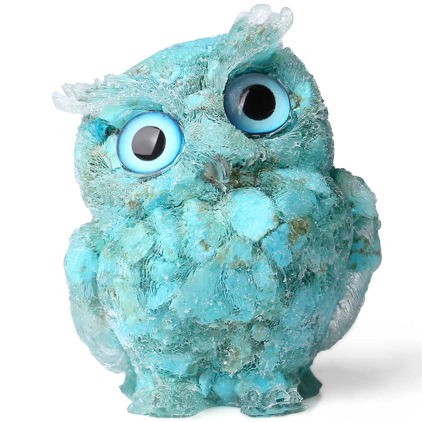 YATOJUZI 2.4" Owl Decor Owl Statue Figurines Healing Crystals Stones Turquoise Hand-Carved Gemstones Cute Home Office Desk Decor Spiritual Energy Reiki Gifts for Women Men
