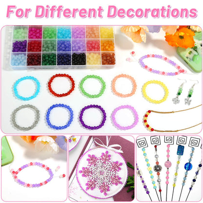 shynek 1400 Pieces 6mm Round Glass Beads for Jewelry Making, 28 Colors Crystal Beads for Bracelets Jewelry Making and DIY Crafts(Solid Color)