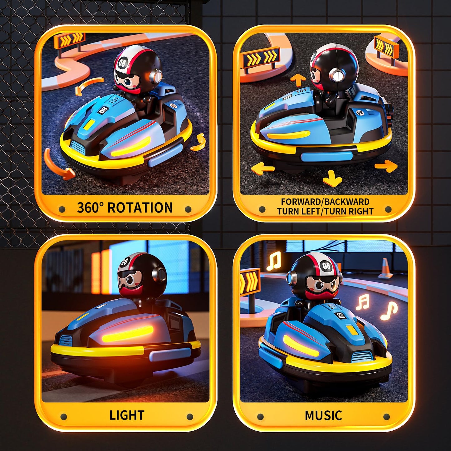 Uregoio RC Bumper Cars Set for 2 Players, 2.4 GHz Remote Control Battle Race Cars With Light & Music, Toys for Toddlers Girls Boys Age 1-5 Years, Christmas Birthday Gift