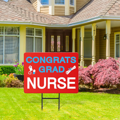 JarThenaAMCS Nurse Graduation Metal Garden Stakes 2026 Congrats Grad Nurse Decorative Lawn Sign Welcome Yard Sign for Medical Nursing Grad Party Outside Lawn Porch Decor